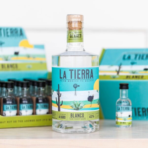 Blanco mini tequila South Africa bottle lifestyle photo.