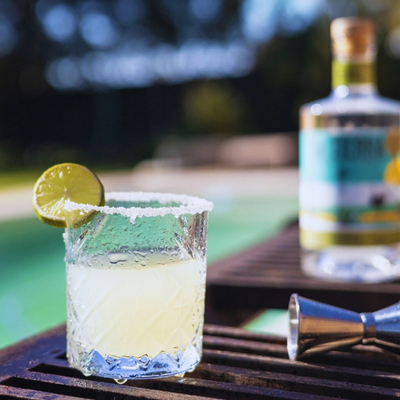 Mzansi Margarita cocktail made with La Tierra Agave Blanco, lime juice, and orange liqueur, a 100% Karoo agave spirit and South African tequila.