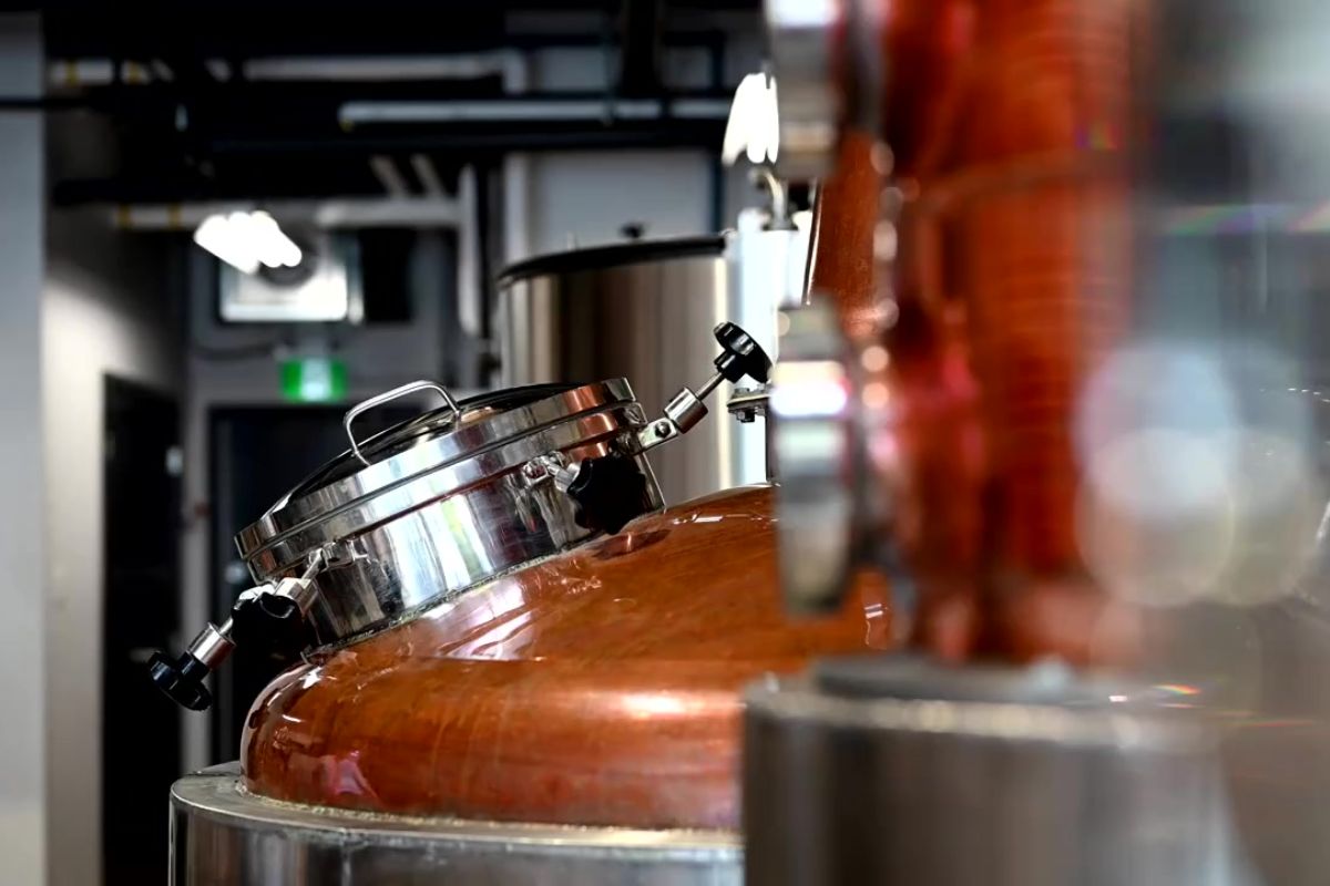 Distillation of agave spirit in hybrid column stills during agave spirit production, part of La Tierra’s South African tequila alternative