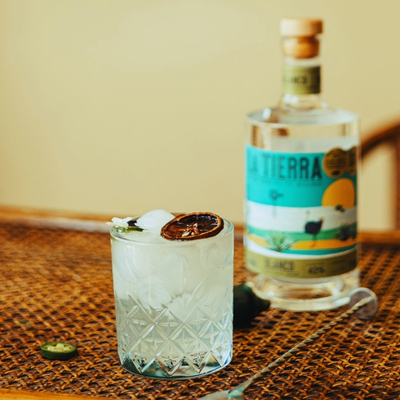 Drakensberg Breeze cocktail made with La Tierra Agave Blanco, lime, tonic water, and green chilli, a 100% Karoo agave spirit.